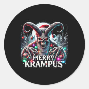 Frohe Krampus Weihnachtskrampus kommt in die Stadt Runder Aufkleber