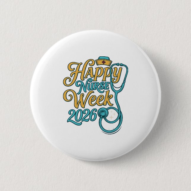 Frohe Krankenpflegerwoche 2026 Stethoskop-Shirt-De Button (Vorderseite)