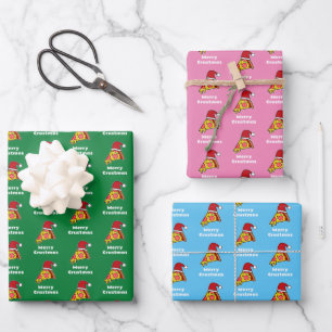 Frohe Krustenweihnacht FUNNY PIZZA SCHEIBE EINPACK Geschenkpapier Set
