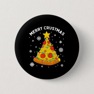 Frohe Krustmas-Pizza-Weihnachtsbaum-Weihnachtsgesc Button