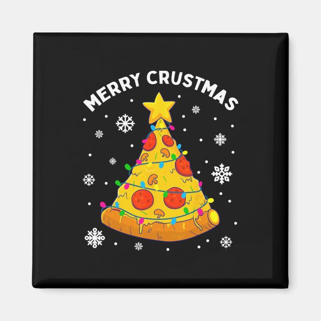 Frohe Krustmas Pizza Weihnachtsbaum Xmas Geschenke Magnet (Vorne)