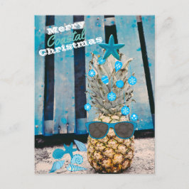 Frohe Küste Weihnachten Ananas Baum auf Strand Postkarte