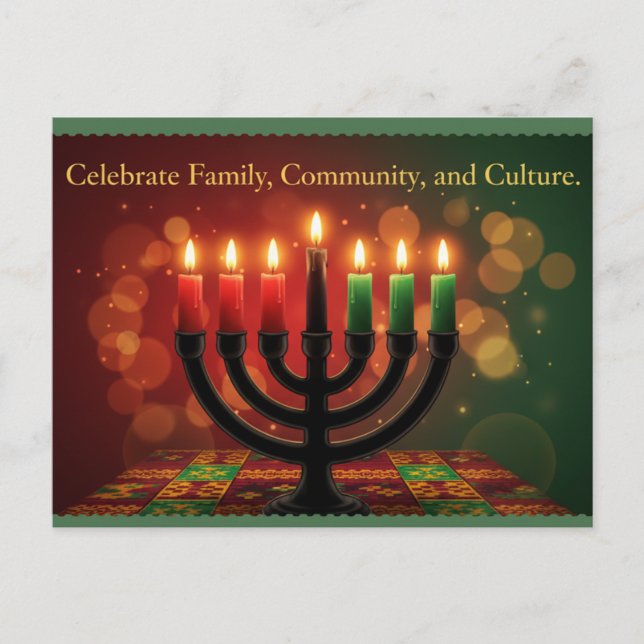 Frohe Kwanzaa Kinara Postkarte (Vorderseite)