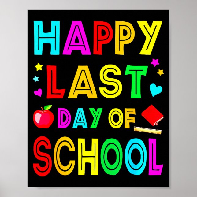 Frohe letzter Schultag Kinder Kind Lehrer Schüler Poster (Vorne)