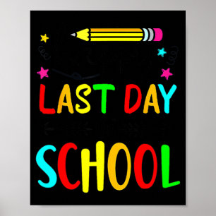 Frohe letzter Schultag Kinder Lehrer Schüler Poster
