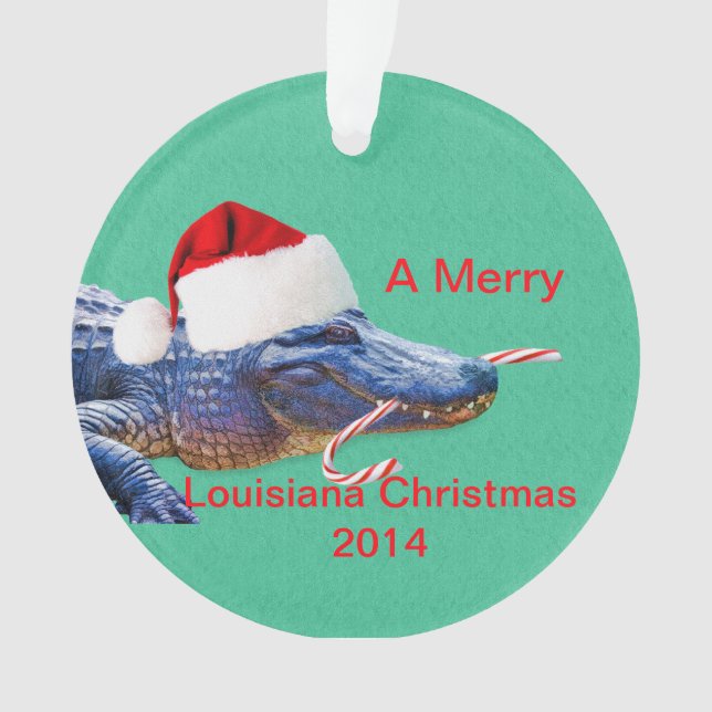Frohe Louisiana-Weihnachten mit Alligator Ornament (Vorderseite)