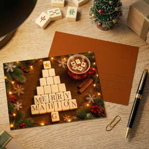 Frohe Mahjong-Weihnachts-Postkarte Feiertagspostkarte