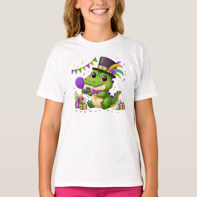 Frohe Mardi Gras Alligator T-Shirt (Vorderseite)