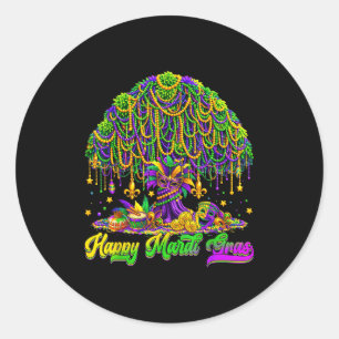 Frohe Mardi Gras Baum Perlen Maske Karneval New Or Runder Aufkleber