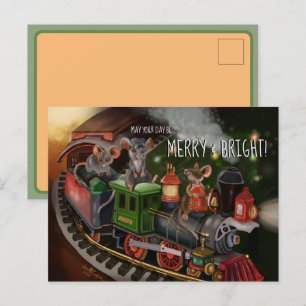 Frohe Maus Feiertagszug Feiertagspostkarte
