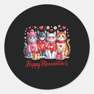 Frohe Meowentines Süße Valentinstag Katzenliebhabe Runder Aufkleber