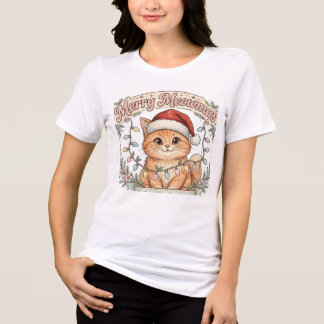 Frohe Meowmas T-Shirt - Süßes Weihnachtskatzen-Shi Tri-Blend Shirt