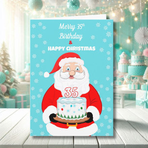 Frohe Merry 35. Geburtstags-Weihnachten Santa Karte