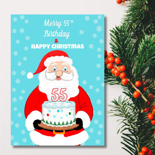 Frohe Merry 55. Geburtstags-Weihnachten Santa Karte