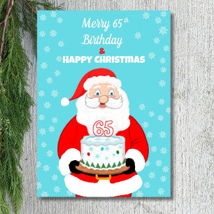Frohe Merry 65. Geburtstags-Weihnachten Santa Karte