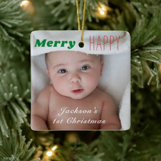 Frohe Merry Baby's 1. Weihnachts-Weihnachts-Xmas-F Keramikornament