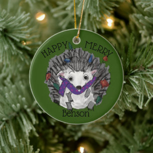 Frohe Merry Benson Weihnachtsschmuck. Keramik Ornament