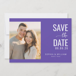 Frohe minimalistische Foto in Lila Save The Date