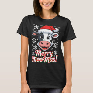 Frohe Moo-weihnachten Weihnachts-Cartoon-Bauernhof T-Shirt
