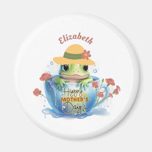 Frohe Mutter Tag Frosch und Hut in einem Teacup Magnet