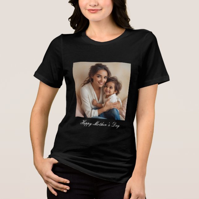 Frohe Mutter Tag Solid Black Tri-Blend Shirt (Vorderseite)