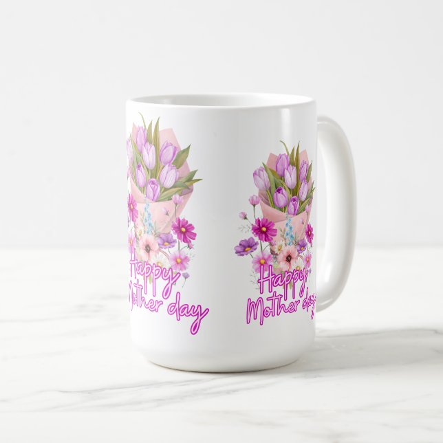 Frohe Muttertag Blumenstrauß Kaffeetasse (VorderseiteRechts)