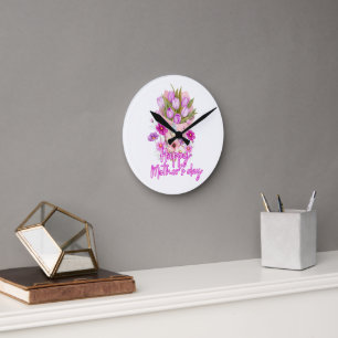 Frohe Muttertag Blumenstrauß Runde Wanduhr