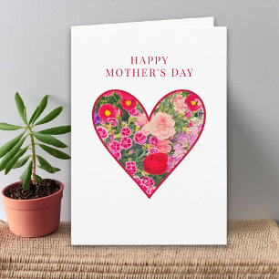 Frohe Muttertag Florales Herzgeschenk für Mama Cut Karte