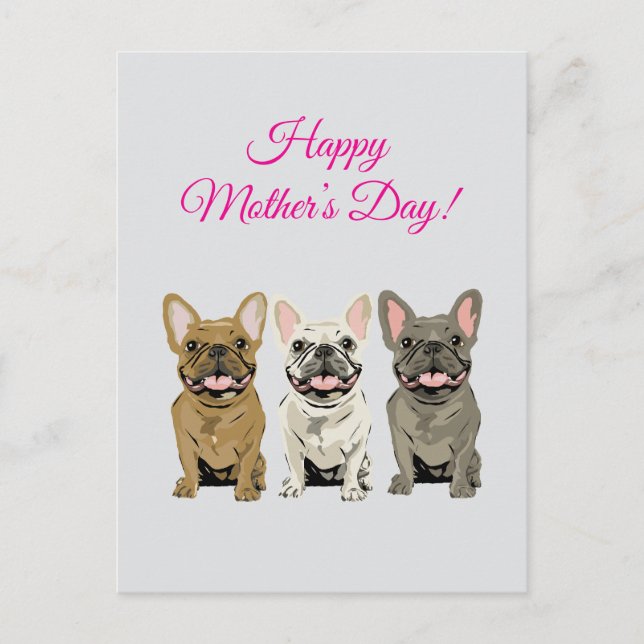 Frohe Muttertag! Französische Bulldoggen Postkarte (Vorderseite)