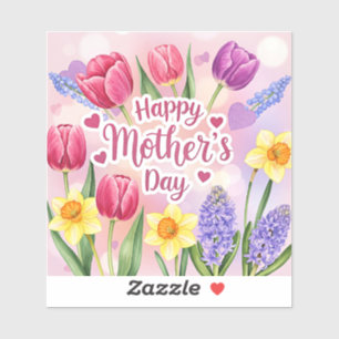 Frohe Muttertag, Frühlingsblumen, Aufkleber