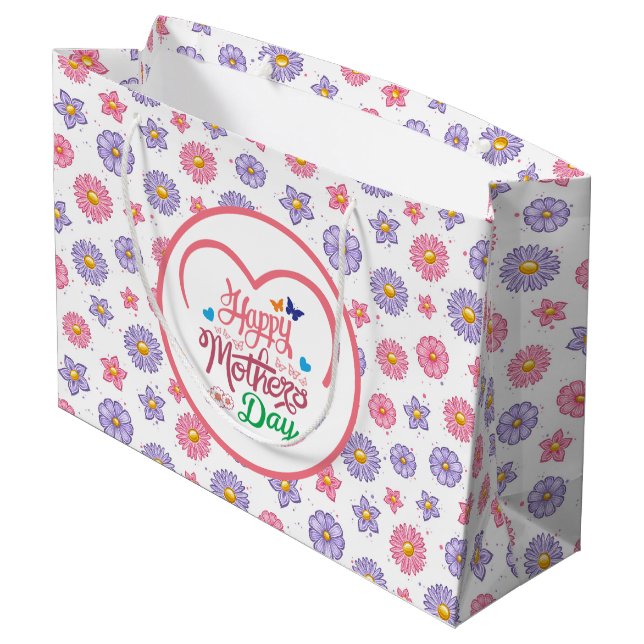 Frohe Muttertag  Große Geschenktüte (Rückseite Schrägansicht)