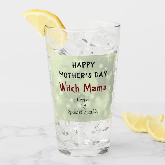 Frohe Muttertag Hexen-Mama-Design Glas (Vorderseite Ice)
