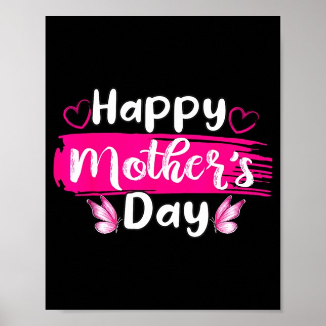 Frohe Muttertag Mama Liebe Mutter Herzen Schmetter Poster (Vorne)