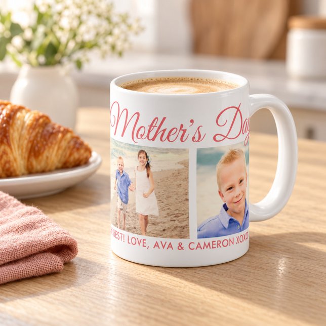Frohe Muttertag Mama Pink Script Foto Kaffeetasse (Von Creator hochgeladen)
