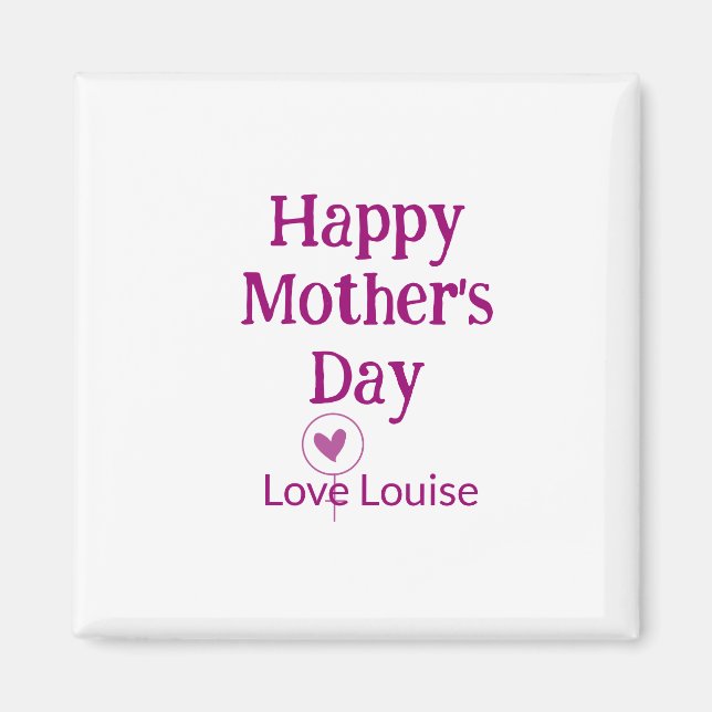 Frohe Muttertag mauve Liebe Name weiblich Schild Magnet (Vorne)