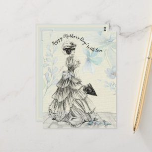 Frohe Muttertag viktorianische Frau Sonnenschirm V Postkarte