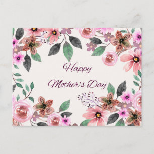 Frohe Muttertags-Aquarellblumen  Feiertagspostkarte