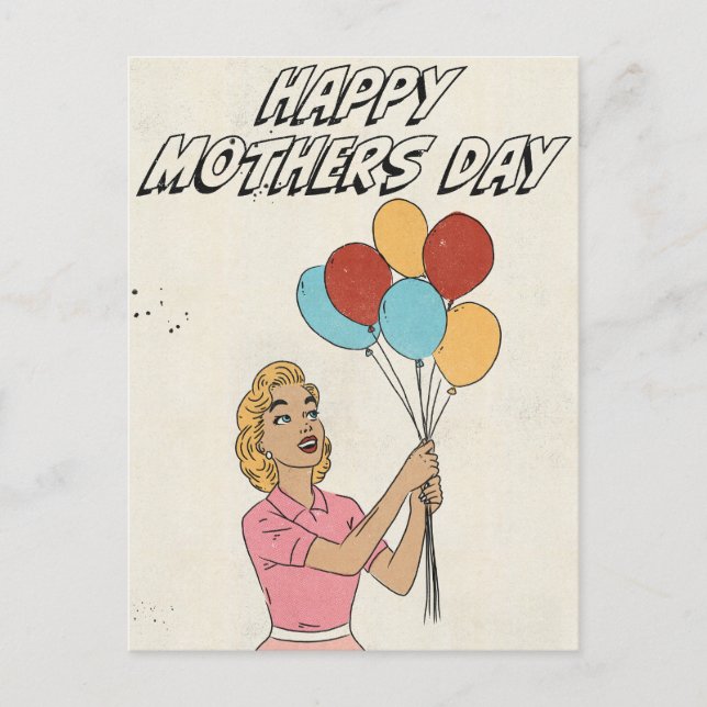 Frohe Muttertags-Ballons  Feiertagspostkarte (Vorderseite)