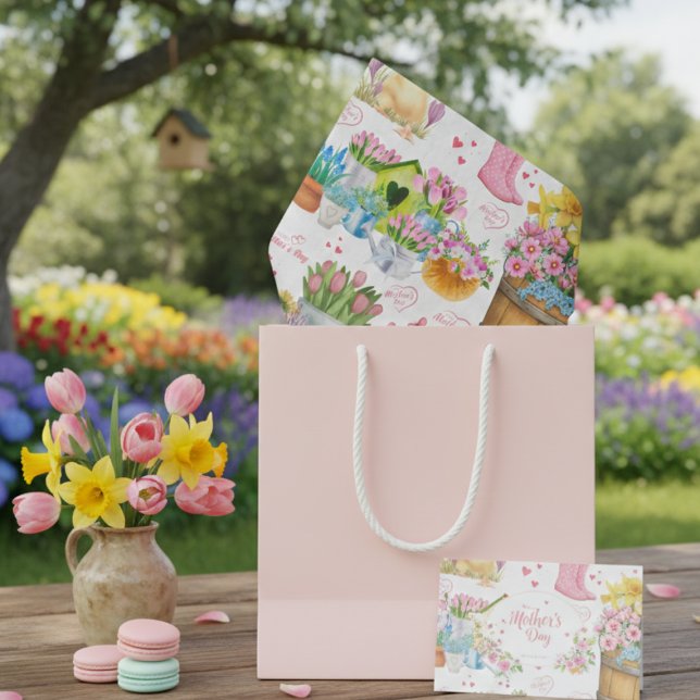 Frohe Muttertags-Blumen-Frühlingsgarten Seidenpapier (Von Creator hochgeladen)