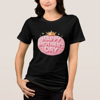 Frohe Muttertags-Krone-Blasen-Schrift Tri-Blend Shirt
