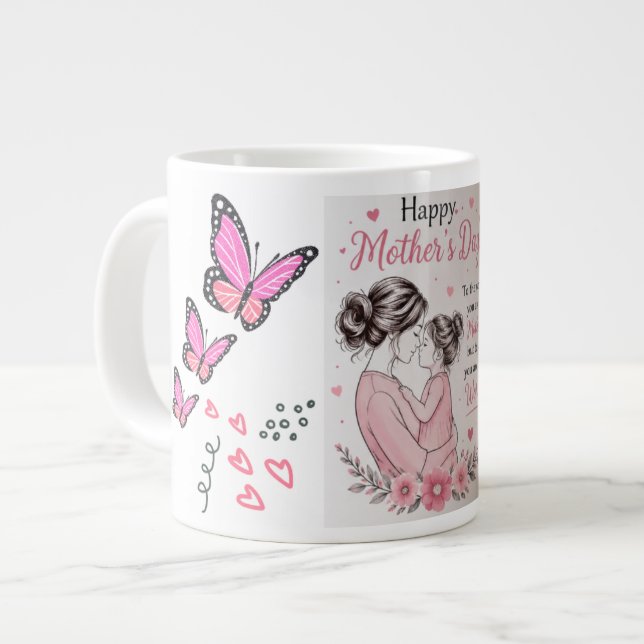 Frohe Muttertags-Schmetterling-Tasse Jumbo-Tasse (Vorderseite Links)