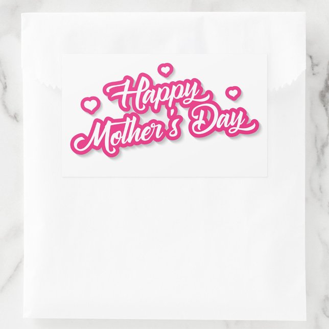 Frohe Muttertagsaufkleber Rechteckiger Aufkleber (Happy Mother's Day Stickers with vibrant pink lettering on a clean white background!)