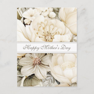 Frohe Muttertagsgrüße Elfenbein-Creme Floral-Schri Postkarte