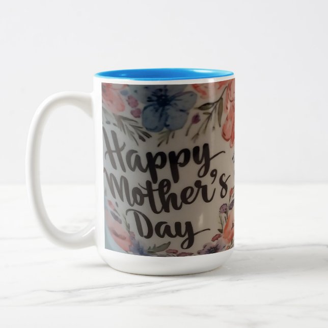 Frohe Muttertagstasse Zweifarbige Tasse (Links)