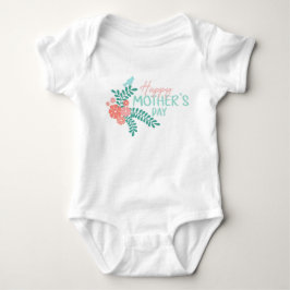 Frohe Muttertagstext Blumen Vogel Baby Strampler