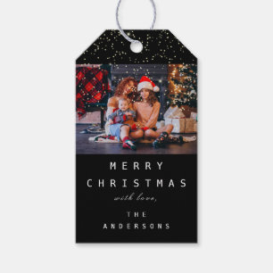 Frohe Namen Weihnachtsbaum Foto Black Geschenkanhänger