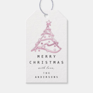 Frohe Namen Weihnachtsbaum Pink White Geschenkanhänger