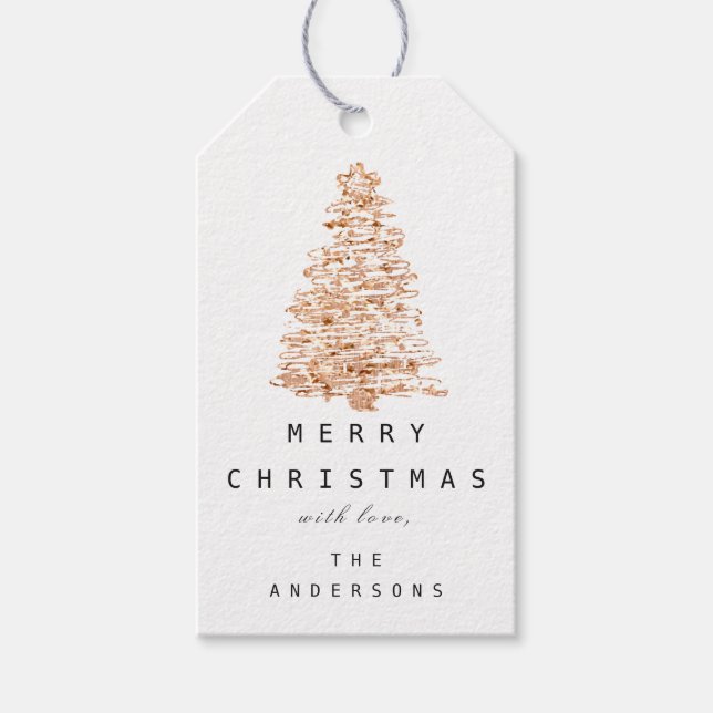 Frohe Namen Weihnachtsbaum Rose Gold Geschenkanhänger (Vorderseite)