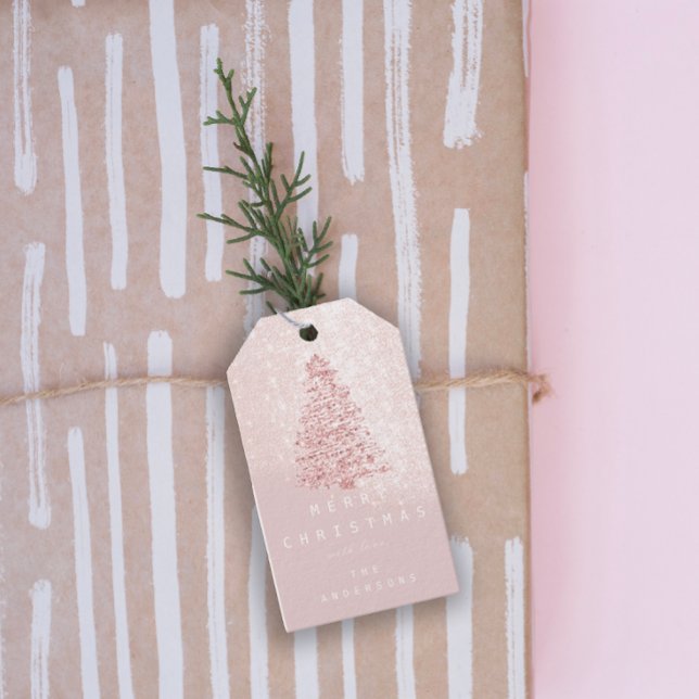 Frohe Namen Weihnachtsbaum Rose Schnee Geschenkanhänger (Merry To Name Holiday Christmas Tree Rose Snow Gift Tags)