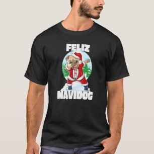 Frohe Navidog Lustiger Dabbing-Mops Weihnachtsmann T-Shirt